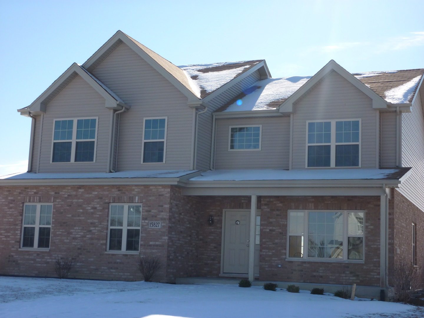 Snow outside the house